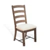 Yael Ladderback Dining Chair Set of 2, White Seat, Brown Solid Mahogany