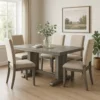 BM340366_5 Zeka Dining Table, 60 Inch Top, Double Pedestal, Gray Solid Wood