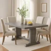 BM340366_6 Zeka Dining Table, 60 Inch Top, Double Pedestal, Gray Solid Wood