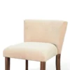 Giby Counter Stool Chair Set of 2, Beige, Dark Brown Solid Mahogany