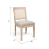 Zemi Dining Chair Set of 2, Rattan, Beige, Natural Brown Solid Wood
