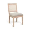 Zemi Dining Chair Set of 2, Rattan, Beige, Natural Brown Solid Wood