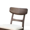 Amy Dining Chair Set of 2, Curved Back, Beige Seat, Dark Brown Solid Wood