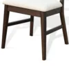 Amy Dining Chair Set of 2, Curved Back, Beige Seat, Dark Brown Solid Wood