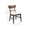 Amy Dining Chair Set of 2, Curved Back, Beige Seat, Dark Brown Solid Wood