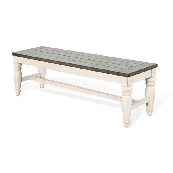 BM340397_1_047b2407-efee-49ee-a7c7-1d62cc758ba9 Dean Dining Bench, 52 Inch Brown Plank Seat, White Solid Wood