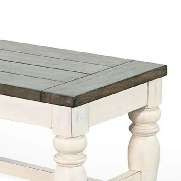 BM340397_2_1ff58a6e-6000-4e68-9819-f2e99a7f94d8 Dean Dining Bench, 52 Inch Brown Plank Seat, White Solid Wood