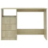 Work Desk, 3 Drawers, 1 Shelf, Sonoma Oak Brown Finish, 43 Inch