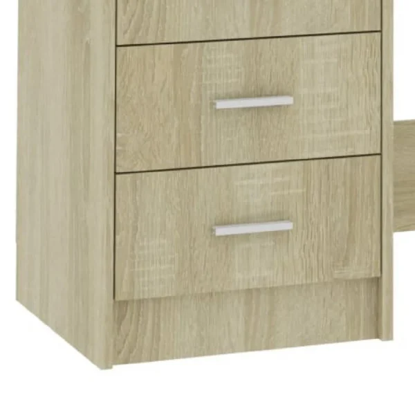 Work Desk, 3 Drawers, 1 Shelf, Sonoma Oak Brown Finish, 43 Inch
