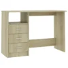 Work Desk, 3 Drawers, 1 Shelf, Sonoma Oak Brown Finish, 43 Inch