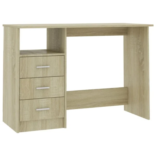 Work Desk, 3 Drawers, 1 Shelf, Sonoma Oak Brown Finish, 43 Inch