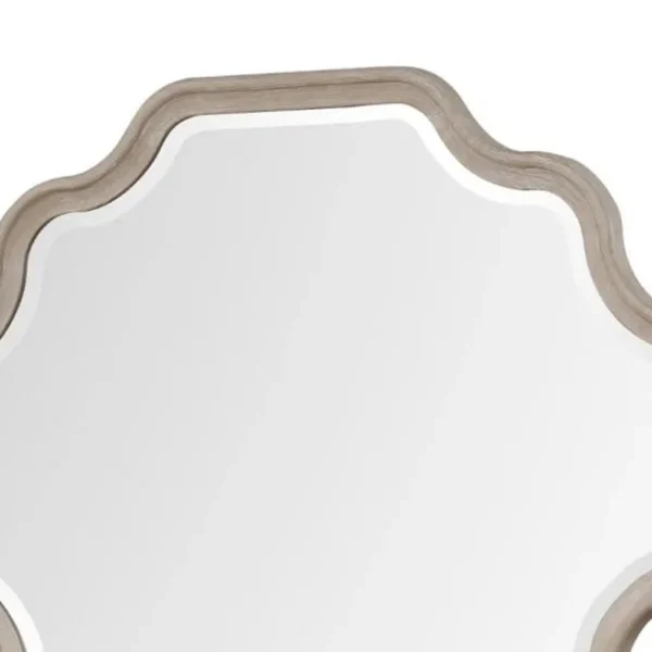 BM340841_1_67a187c1-c5aa-46a4-a260-5829b2d1d5f4 Fea Dresser Mirror, Natural Oak Brown Solid Wood, Scallop Edges, 40x47