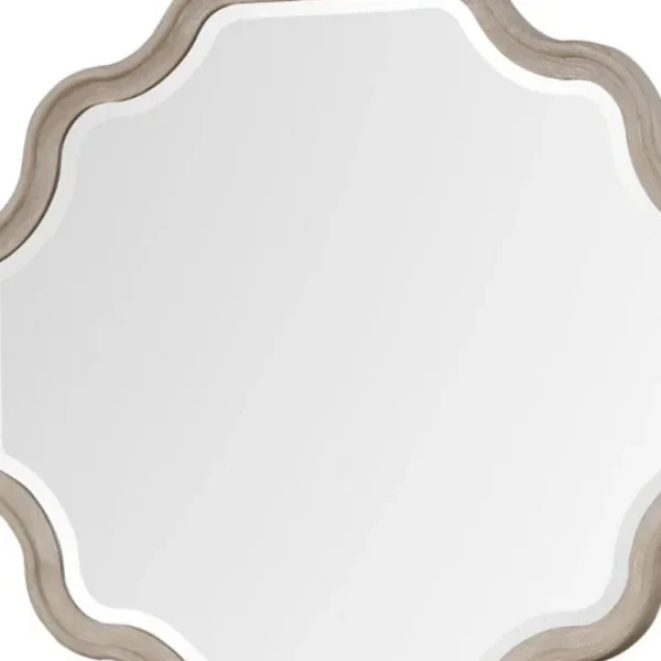 BM340841_2_72209680-48d2-455a-9735-857c6aed1412 Fea Dresser Mirror, Natural Oak Brown Solid Wood, Scallop Edges, 40x47