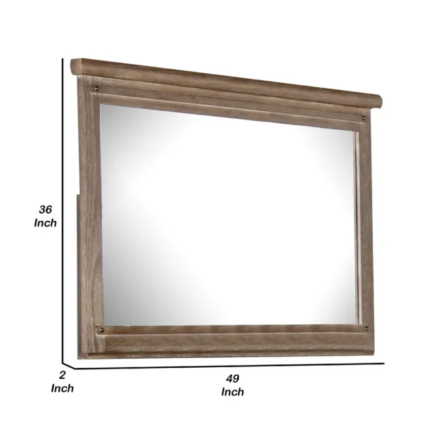 Merry Dresser Mirror, Brown Solid Wood, Rectangular 36x49 Frame