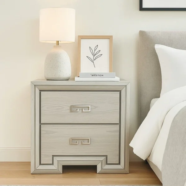 BM340848_5_74d9be36-859e-4e13-86fb-278fbf0ac646 Basil Nightstand, 2 Drawers, Rustic White Solid Wood, 29 Inch