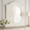BM340851_5 Calpan Dresser Mirror, Modern White Solid Wood Frame, 38x40