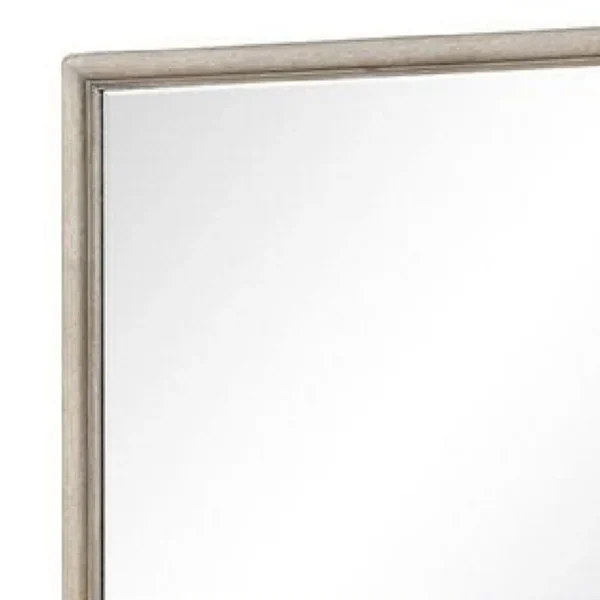Myna Dresser Mirror, Beveled Glass, Oak Brown Solid Wood, 34x45