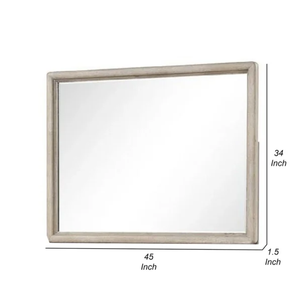 Myna Dresser Mirror, Beveled Glass, Oak Brown Solid Wood, 34x45