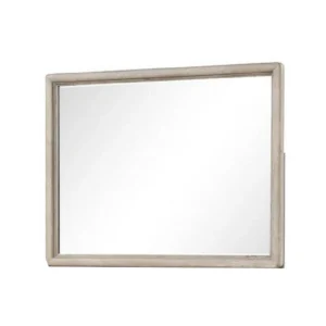 Myna Dresser Mirror, Beveled Glass, Oak Brown Solid Wood, 34x45