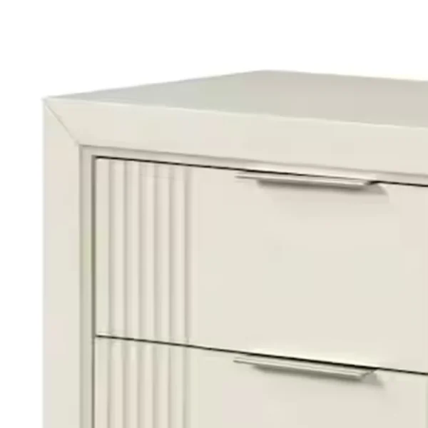Toi Nightstand, 2 Drawers, Antique White Finished Solid Wood, 27 Inch