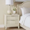 Toi Nightstand, 2 Drawers, Antique White Finished Solid Wood, 27 Inch