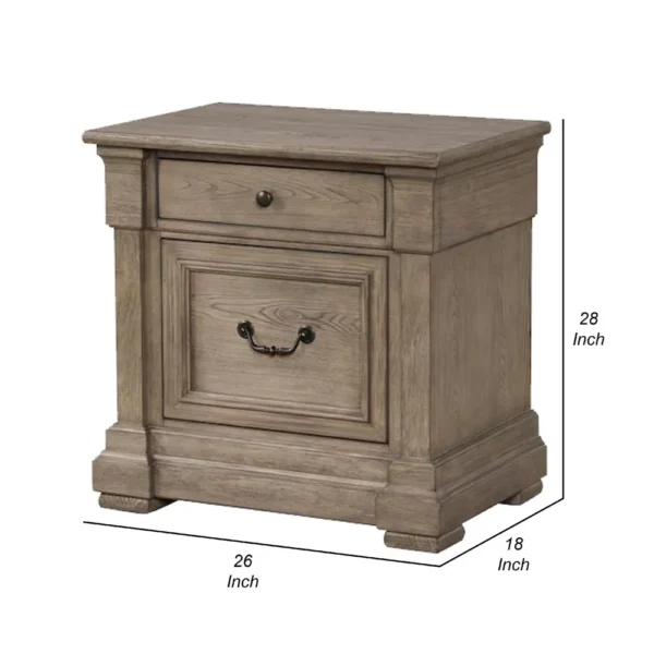 BM340859_4_4d1ed8ce-256e-4733-9a13-2d143174a4c3 Roi Nightstand, 2 Drawers, Weathered Gray Solid Wood, 28 Inch