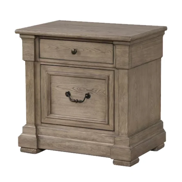 BM340859_fe0ebc7b-1909-49d1-a925-b89ec527c5c3 Roi Nightstand, 2 Drawers, Weathered Gray Solid Wood, 28 Inch
