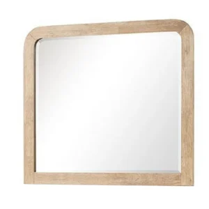 Rexa Dresser Mirror, Beveled Glass, Natural Brown Solid Wood, 36x42