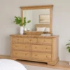 BM340870_5 Lexa Dresser Mirror, Bevel Glass, Natural Oak Brown Solid Wood, 38x44