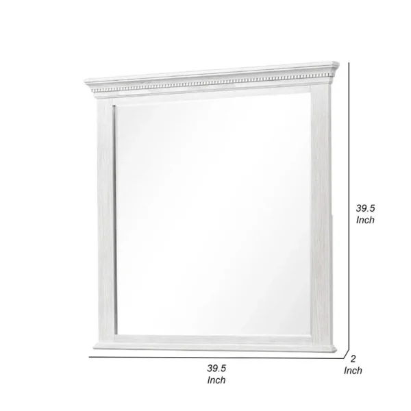 Leyne Dresser Mirror, Bevel Glass, Weathered Gray Solid Wood, 40 Inch