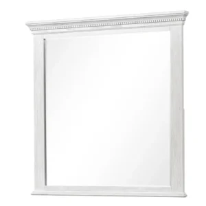 Leyne Dresser Mirror, Bevel Glass, Weathered Gray Solid Wood, 40 Inch