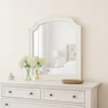 Kyna Dresser Mirror, Beveled Glass, Classic Antique White Solid Wood, 40x42