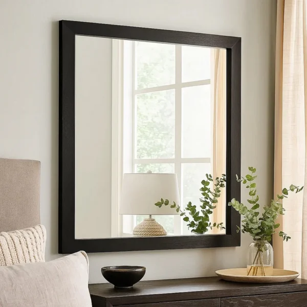 BM340881_5 Lati Dresser Mirror, Beveled Glass, Black Wood, 40 Inch Square