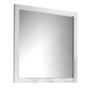 Dyl Dresser Mirror, Bevel Glass, White Wood Frame, 40 Inch Square