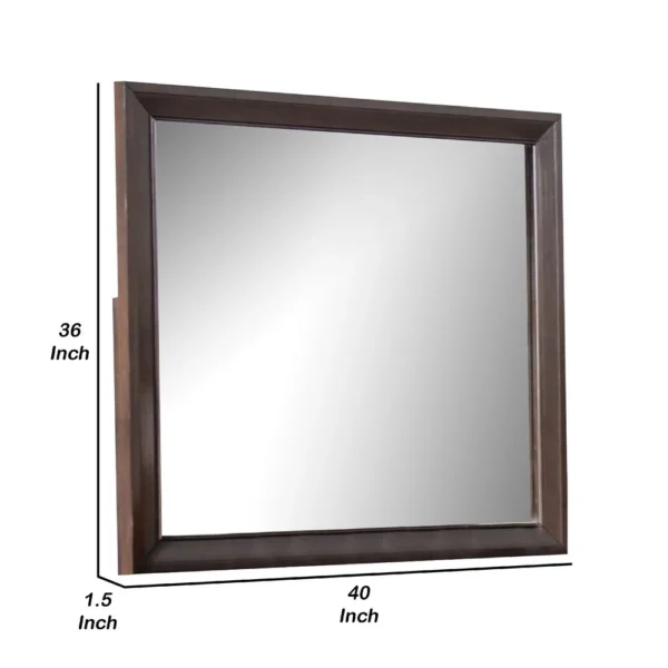 Nitz Dresser Mirror, Beveled Glass, Espresso Brown Solid Wood Frame, 36x40