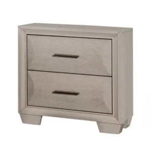 Nitz Nightstand, 2 Drawers, White Solid Wood, Metal Handles, 27 Inch