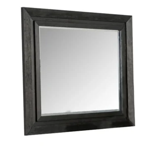 Ashen Dresser Mirror, Black Solid Wood, Rectangular Silhouette, 40x46
