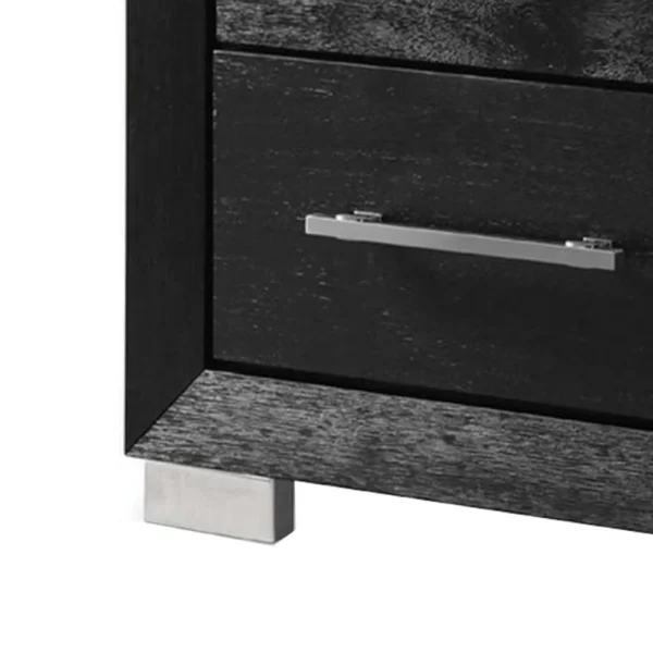 BM340899_3_18440061-c928-4368-9645-07f610dd64ee Ashen Nightstand w USB, 2 Drawers, Black Solid Wood, Chrome Metal, 26 Inch