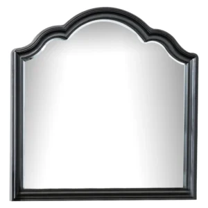 Eleena Dresser Mirror, Beveled Glass, Black Solid Wood Frame, 41x42