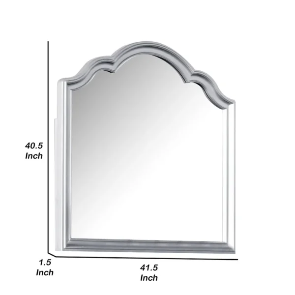 Eleena Dresser Mirror, Beveled Glass, Silver Solid Wood Frame, 41x42