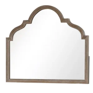 Lyla Dresser Mirror, Beveled Glass, Rustic Oak Brown Solid Wood, 41x50