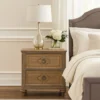 BM340908_5 Lyla Nightstand w USB, 2 Drawers, Rustic Oak Solid Wood Frame, 30 Inch