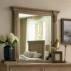 BM340910_5 Reven Dresser Mirror, Beveled Glass, Weathered Oak Solid Wood, 46 Inch