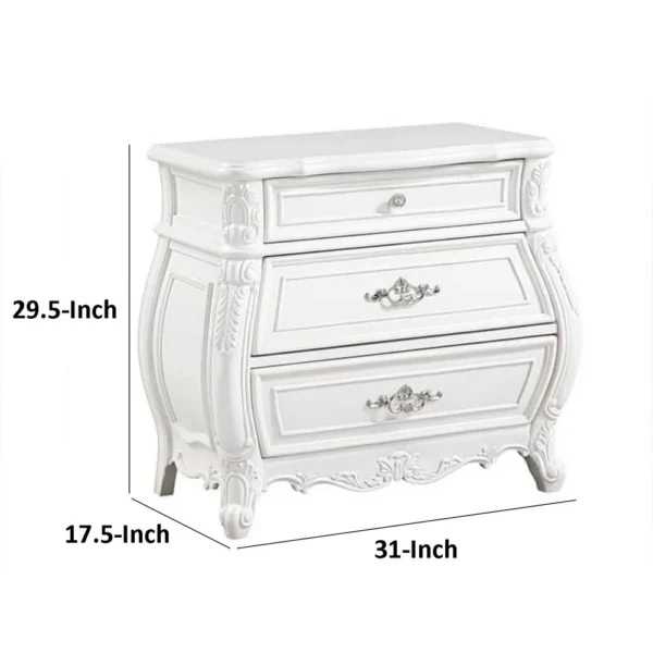 BM340914_4_9491b7e6-8fdd-4e30-97b9-316664753b64 Valena Nightstand, 3 Drawers, White Solid Wood, Metal Handles, 31 Inch