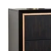 Yada Nightstand, 2 Drawers, Espresso Brown Solid Wood, Gold, 27 Inch