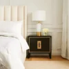 Yada Nightstand, 2 Drawers, Espresso Brown Solid Wood, Gold, 27 Inch