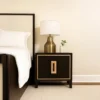 Yada Nightstand, 2 Drawers, Espresso Brown Solid Wood, Gold, 27 Inch