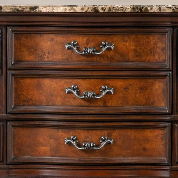 BM340921_1_8a665622-011f-4589-8116-a3afb1e54b40 Iliana Nightstand, 3 Drawers, Ornate Oak and Dark Cherry Brown, 33 Inch