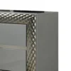 Vino 2 Drawer Nightstand, Plinth Base Gray Wood wity Silver Trim