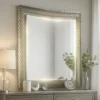 BM340924_5 Vino 41 x 44 Dresser Mirror w LED, Glam Gray Wood, Silver Trim